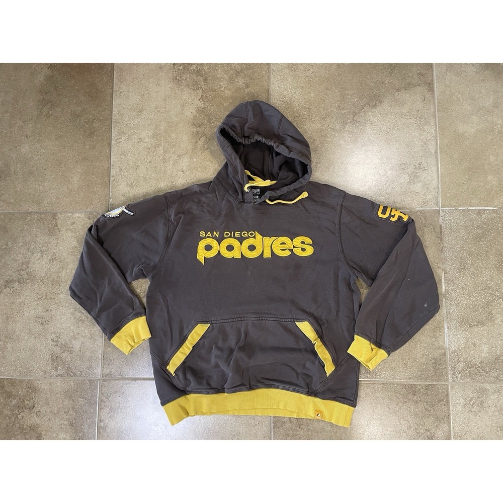 Majestic Padres MLB Cooperstown Collection Mens Sz L Pullover Hoodie Brown